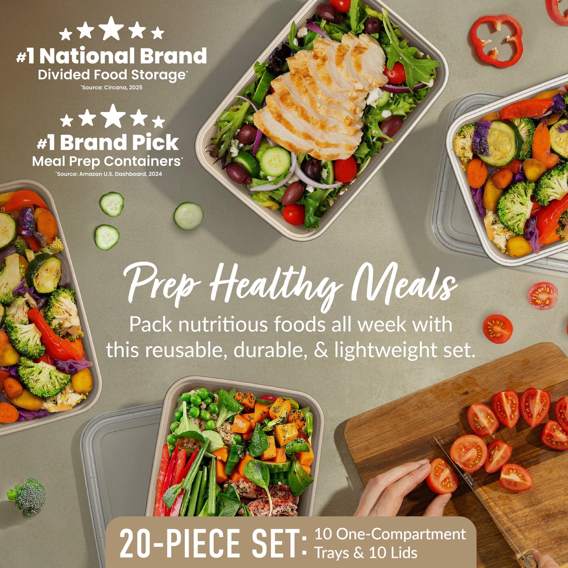 Bentgo Prep 1-Compartment Meal Prep Containers (20-Piece)